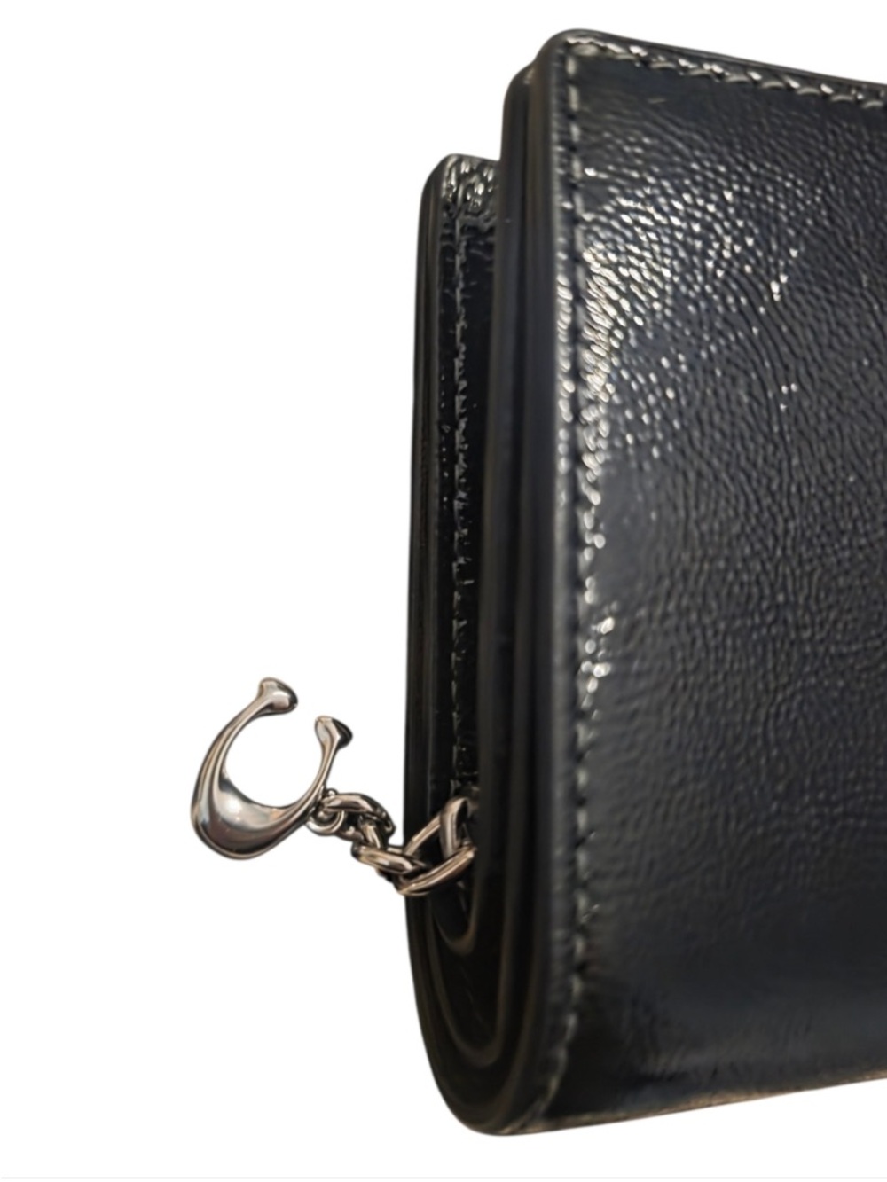 Coach Black Patent Leather Wallet Zip Around Snap Closure, Like New! - Picture 3 of 3